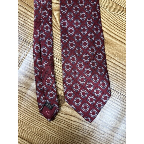 Valentino Cravatte Silk ‎ Necktie Men’s Size 56 x 4 burgundy Maroon Abstract - Picture 2 of 5